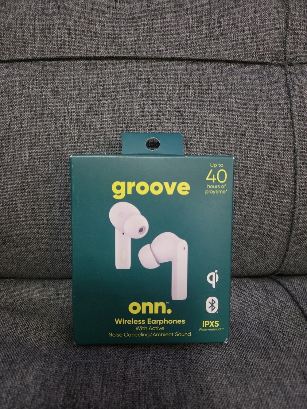NEW onn. groove Bluetooth In-Ear Earbuds ANC/Ambient, Qi Wireless, IPX5 White